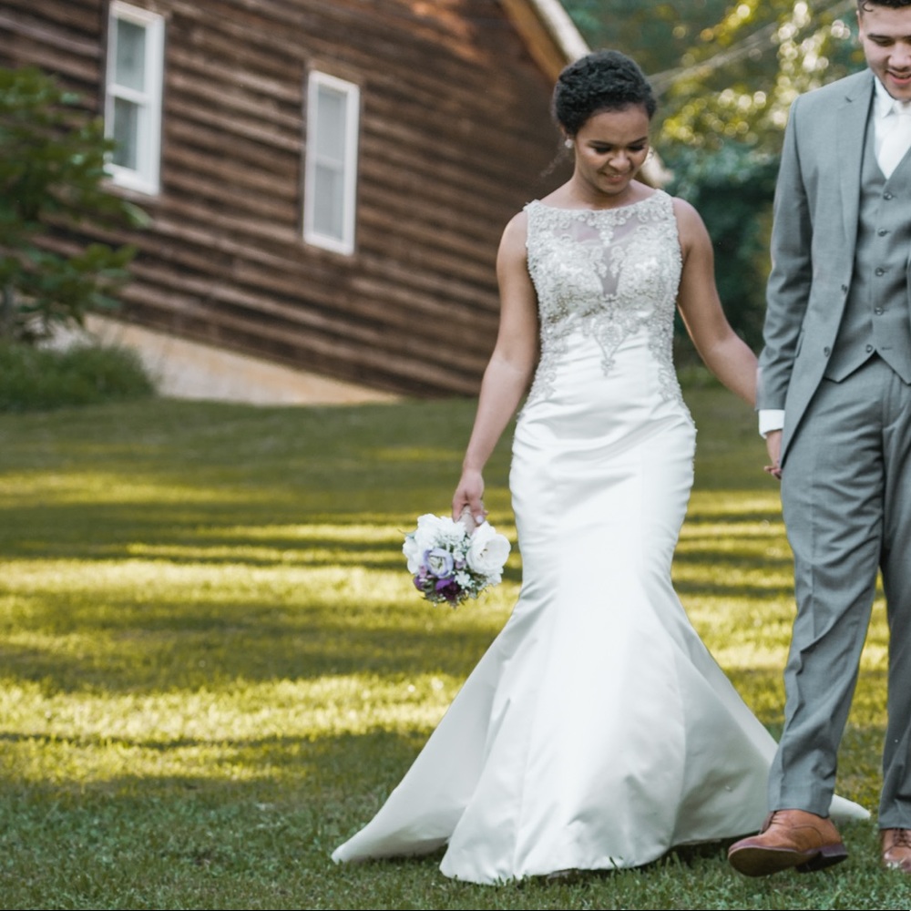 White Embellished Wedding Dress, size 6.
